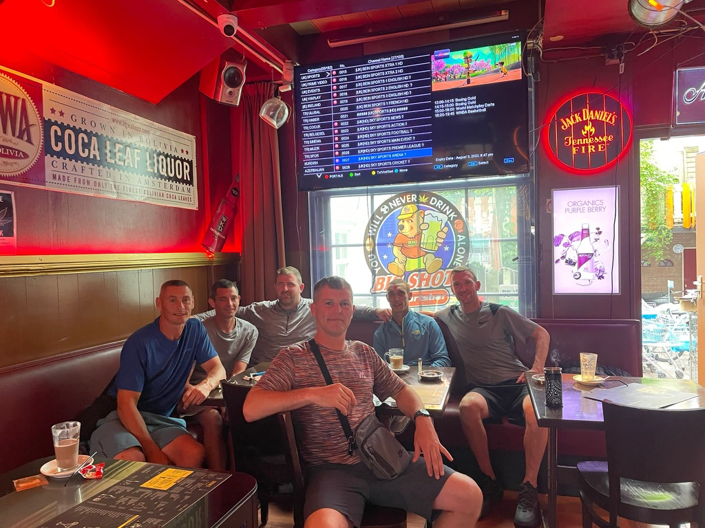 Friends together in an Amsterdam cannabis café